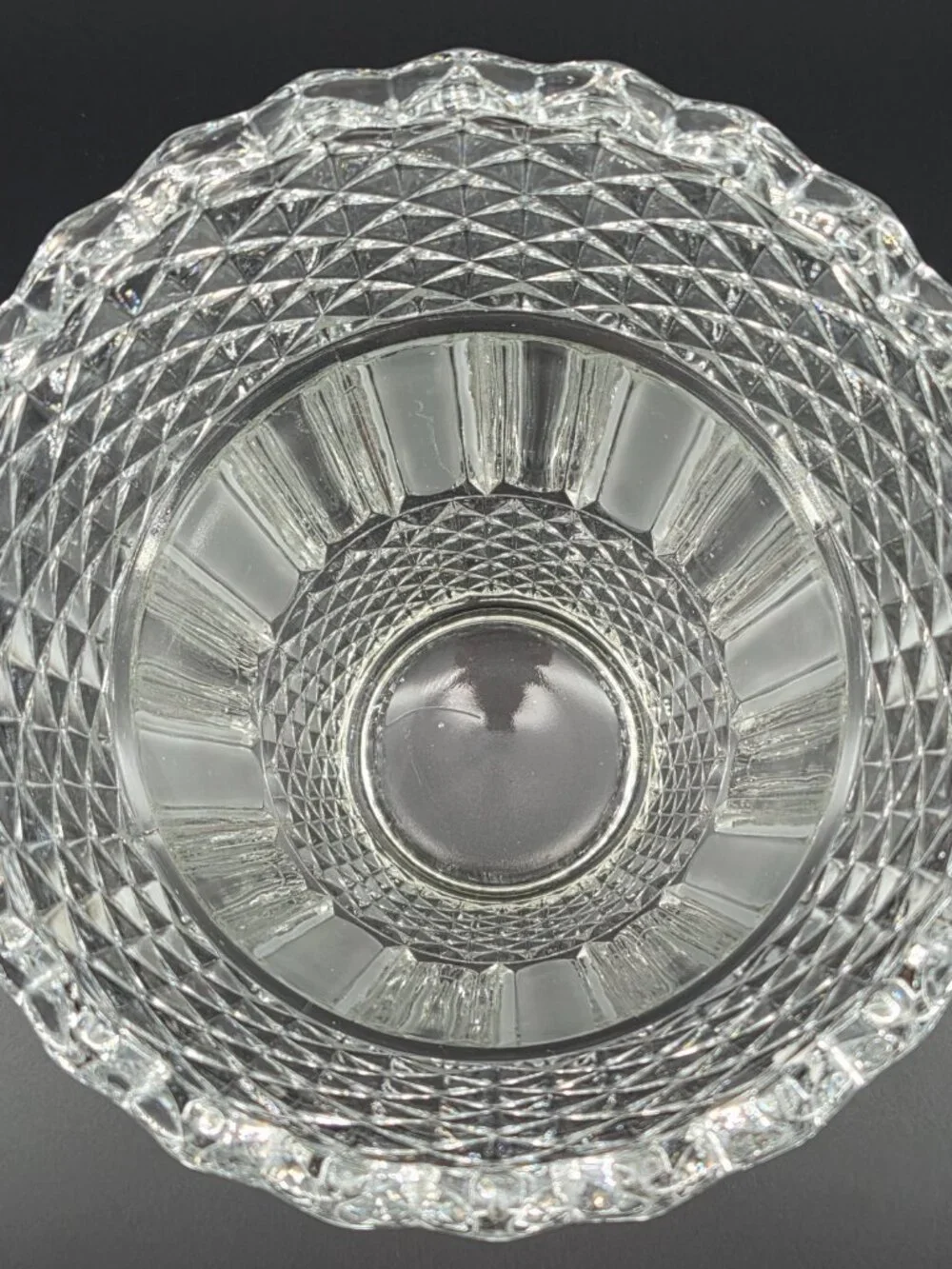 Vtg Heřmanova Huť Czech Glass Vase Sklo Union Frosted Satin Panels Diamond Point